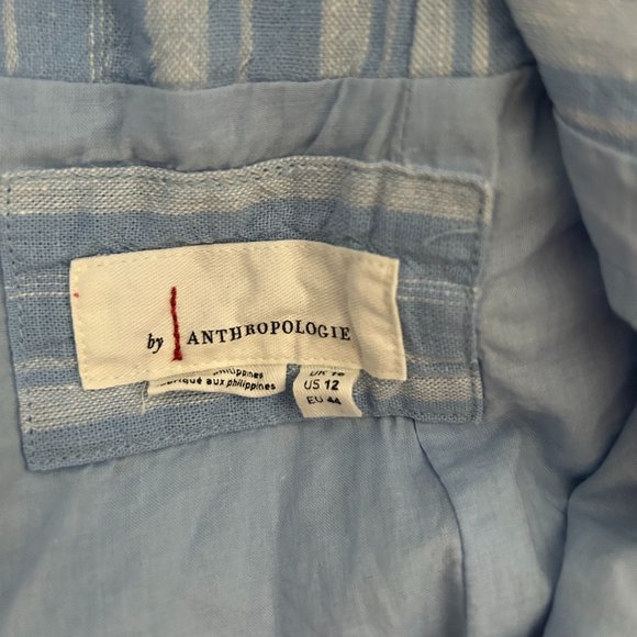 By Anthropologie Cape May Blue Stripe Linen Dress - Sz. 12 - Picture 6 of 6